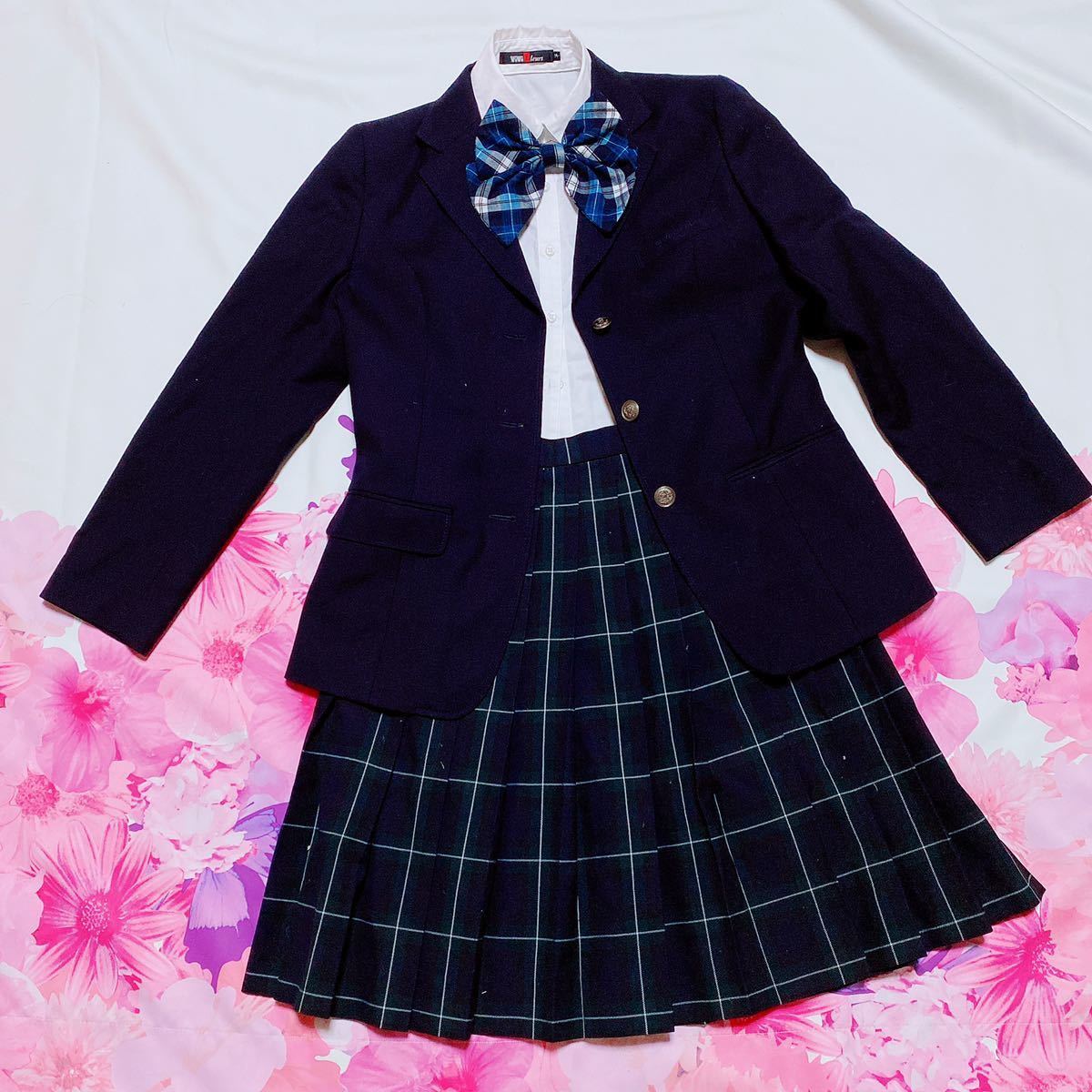 414 コスプレ 人気のオリーブ デ オリーブの制服 上下セット 大きめLサイズ 女子 学園学生服 学校 タンス整理品 チェックスカートリボン付_2
