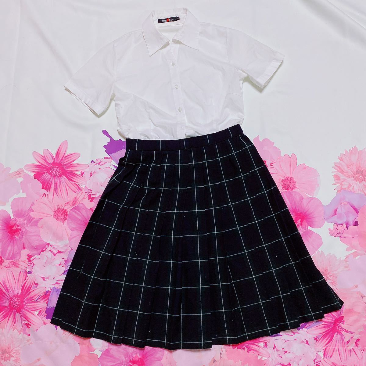 414 コスプレ 人気のオリーブ デ オリーブの制服 上下セット 大きめLサイズ 女子 学園学生服 学校 タンス整理品 チェックスカートリボン付_3