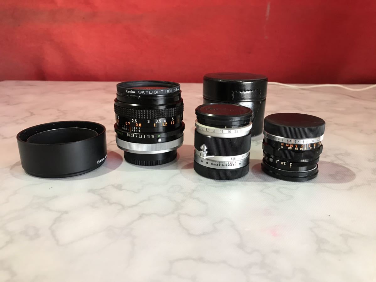 ① NO.07/ 年代物 Canonレンズ 3個セット/ 50mm 1:1.8/ 35mm 1:2
