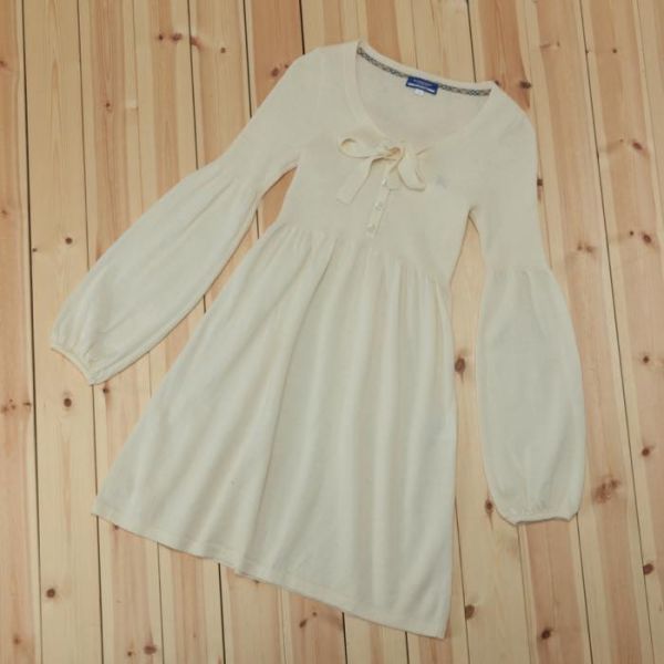 Burberry Blue Label バーバリー レディース 清楚ワンピ リボン装飾 ニットワンピース 薄手 春秋 ホワイト 38 白 Br ワンピース 売買されたオークション情報 Yahooの商品情報をアーカイブ公開 オークファン Aucfan Com