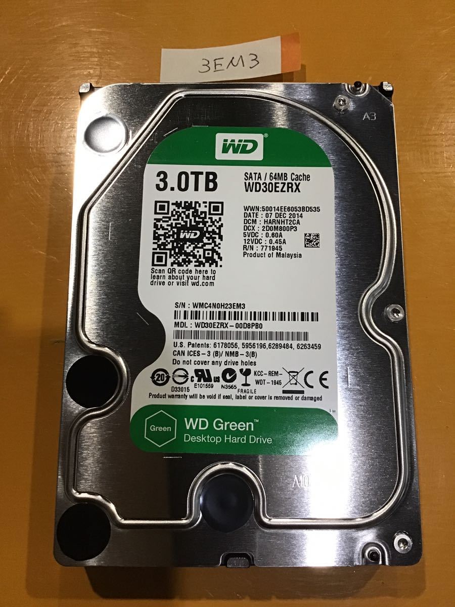 正常表示】 WD 3TB HDD 3.5インチ (3EM3)