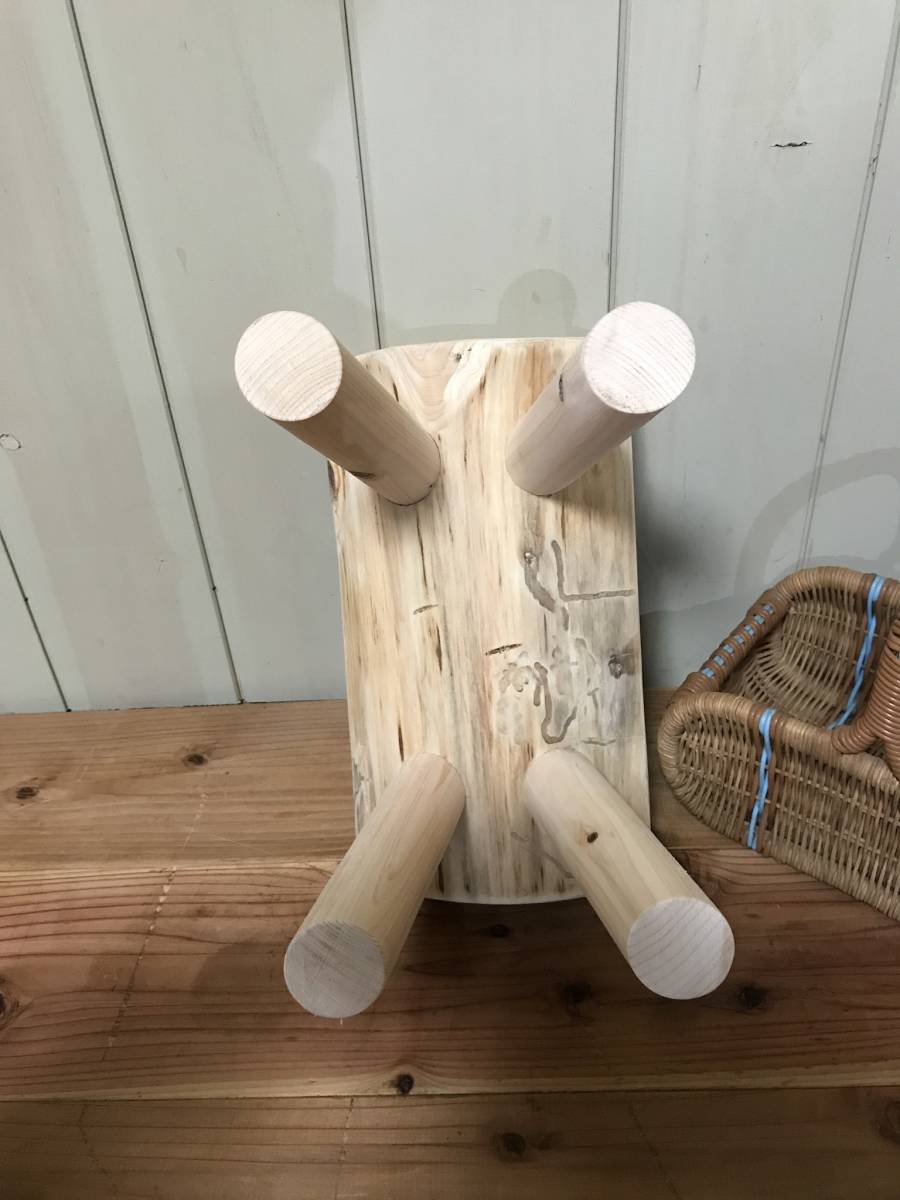 小さな森の倉庫 大工さん手づくり♪天然木 檜（ひのき） 一枚板 無垢　ミニ ベンチ 花台 スツール イス ミニテーブル _4