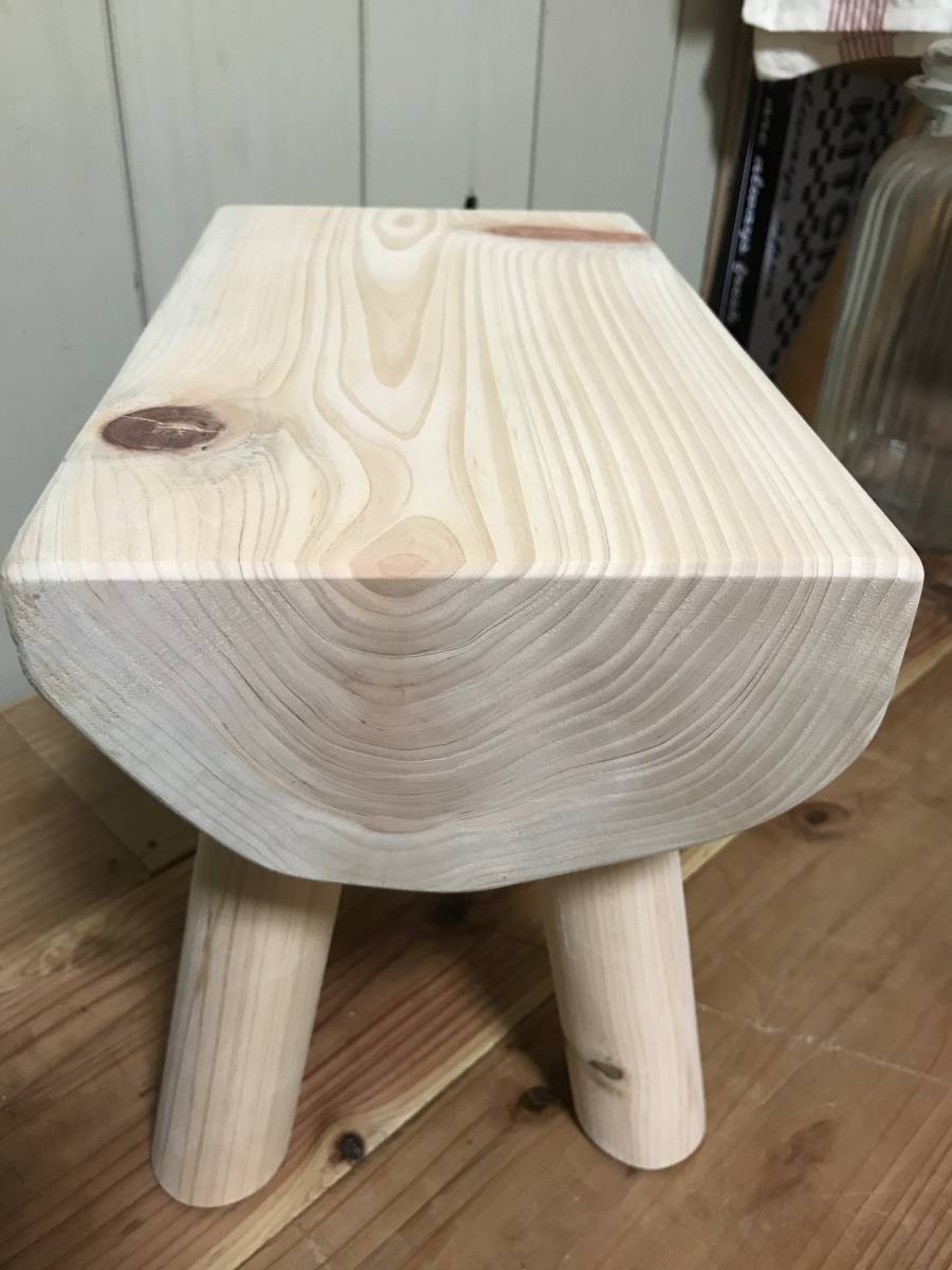 小さな森の倉庫 大工さん手づくり♪天然木 檜（ひのき） 一枚板 無垢　ミニ ベンチ 花台 スツール イス ミニテーブル _7