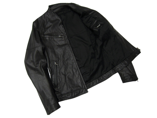 美品 SHELLAC ブラック レザーシングルライダースジャケット 46