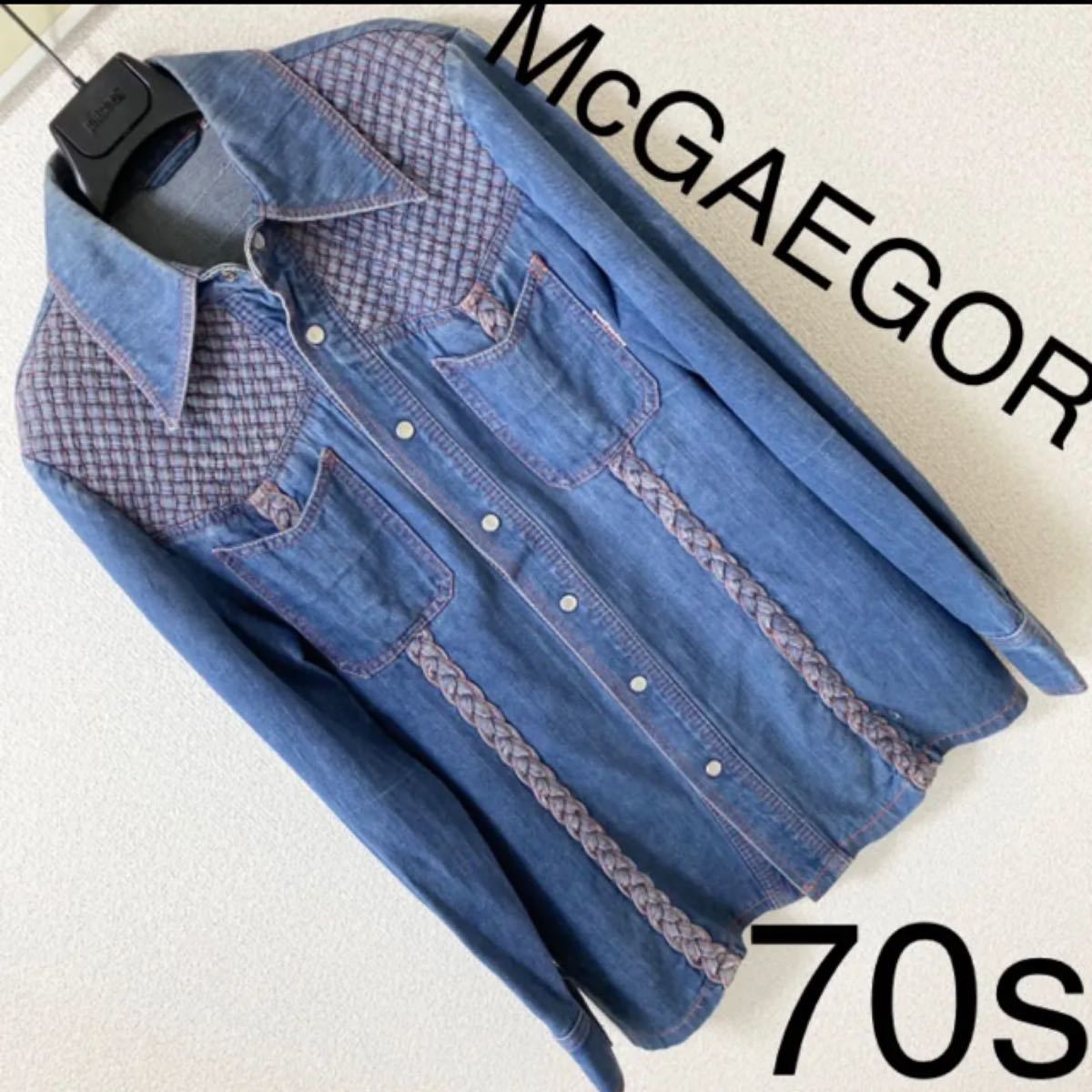 70s◇McGAEGOR◇ロングポイント デニム シャツ ジャケット 編上げ M