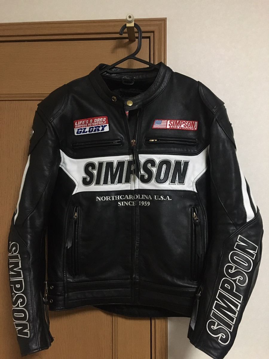 セール シンプソン レザー(リアルレザー) ジャケットused美品 Lサイズ