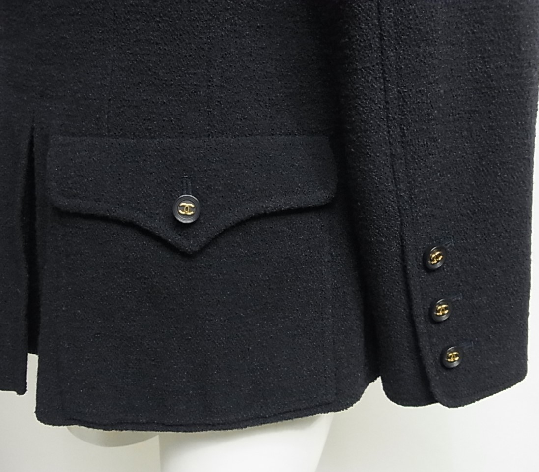 CHANEL 95A ジャケット ココマークボタン ウール シルク フランス製 良品 ☆レア☆ ヴィンテージ CHANEL シャネル 95A ココマーク ボタン