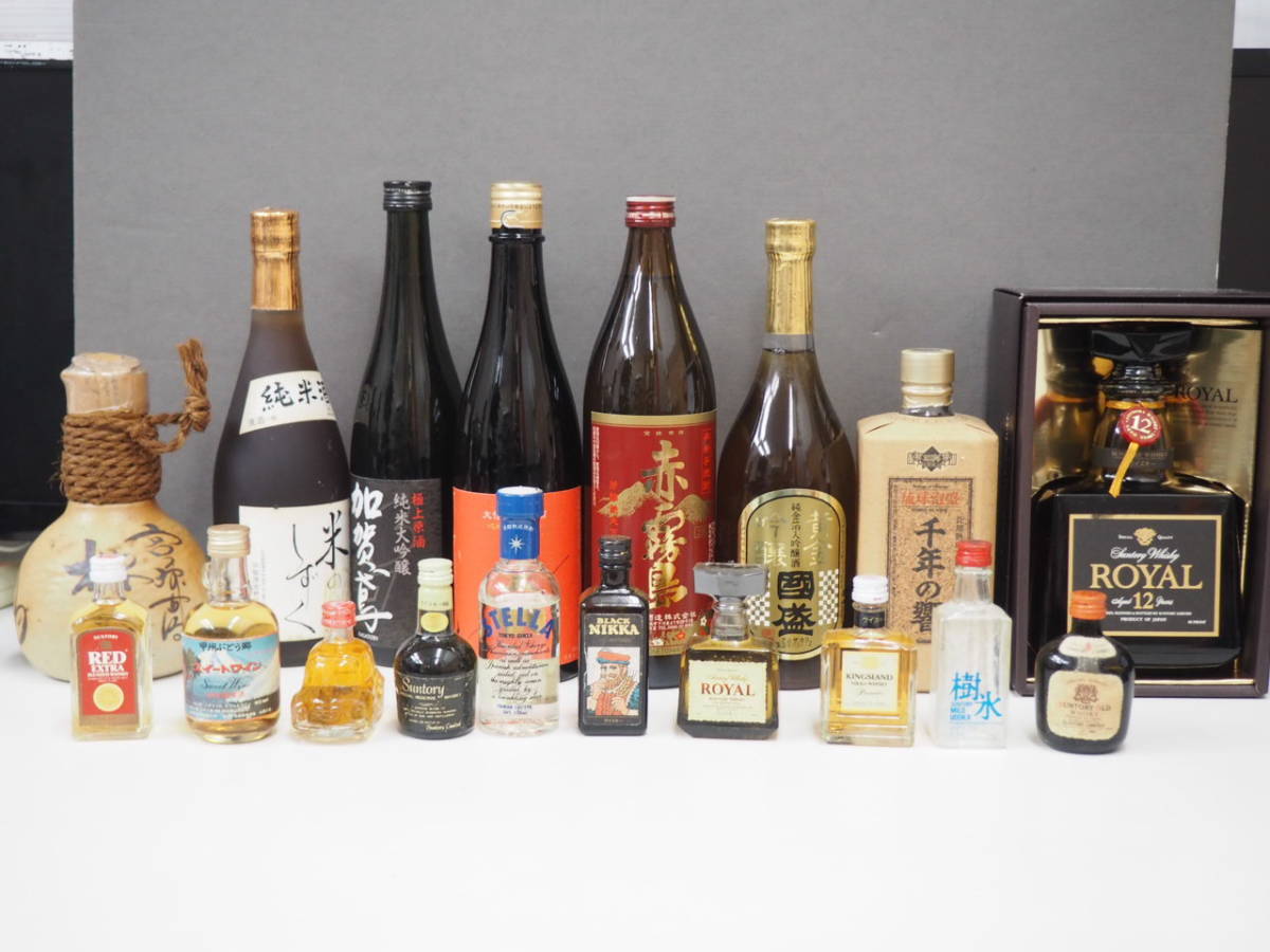 送料無料，人気 未開栓 お酒 8本 + ミニボトル 10本 /SUNTORY ROYAL 12年 千年の響 國盛 純金箔 赤霧島 梅酒 加賀鳶 桜泉 ウイスキー 泡盛 焼酎 清酒 /8-1(日本)｜売買されたオークション情報、yahooの商品情報をアー 日本