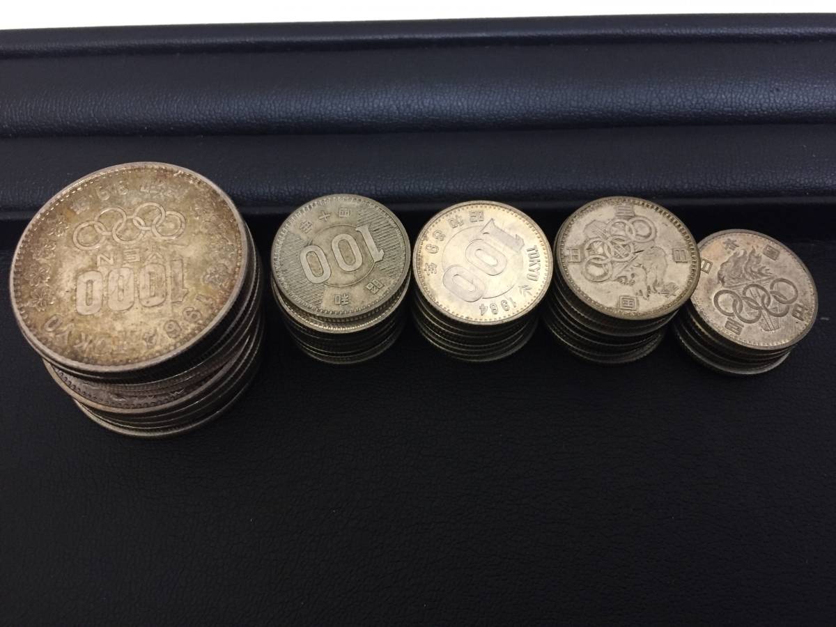 〇OA321142 100円 1000円 銀貨 昭和百円 鳳凰 稲 東京オリンピック 総額面