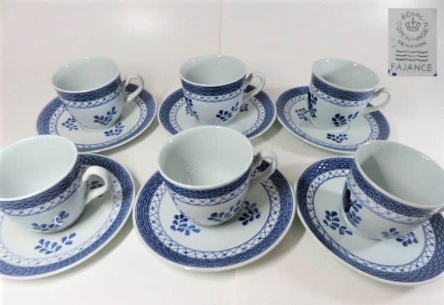 定番人気，高品質 BC-3529 ロイヤルコペンハーゲンRoyal Copenhagenデンマーク カップ＆ソーサー 6客セット FAJANCE(ロイヤルコペンハーゲン)｜売買されたオークション情報、yahooの商品情報をアーカイブ公開 - オーク ロイヤルコペンハーゲン