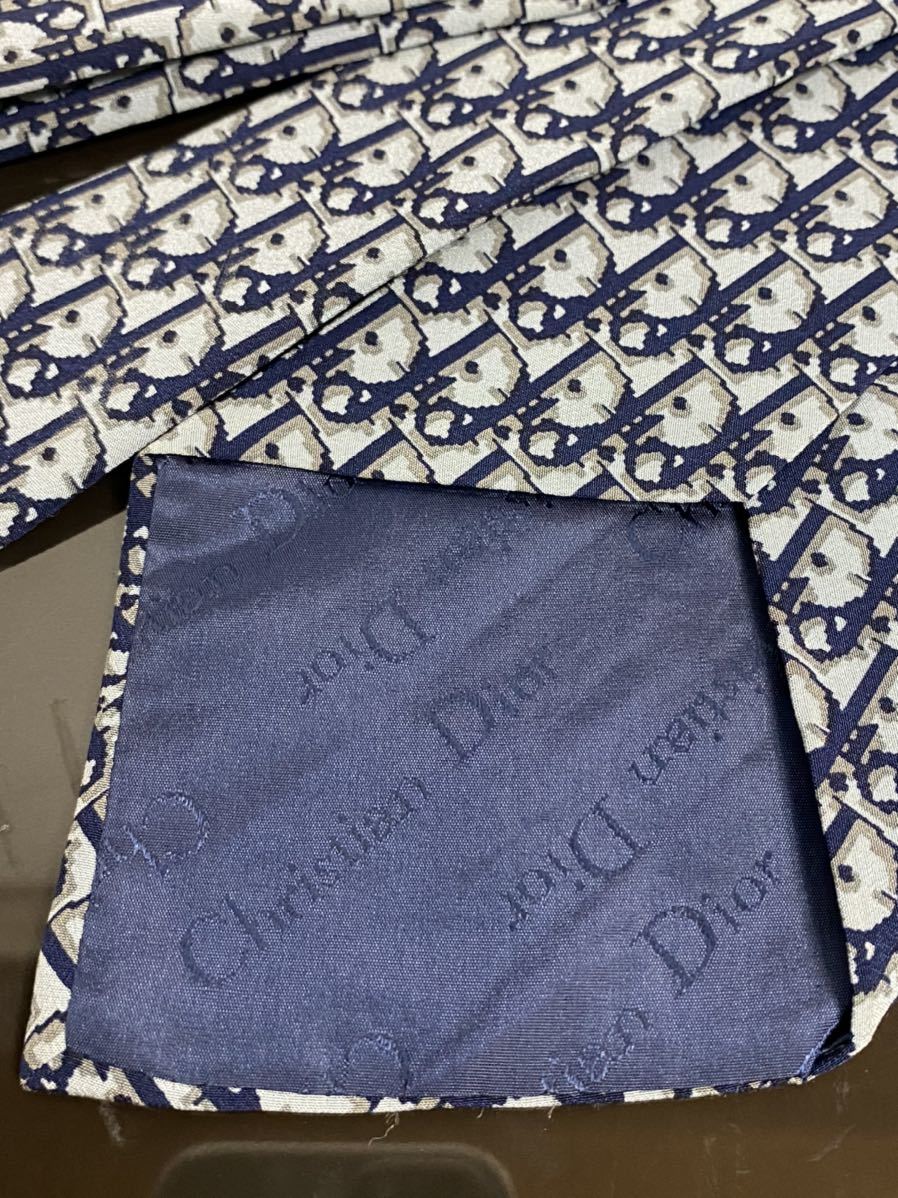正規品 レア ディオール Dior トロッター シルク ネクタイ ネイビー