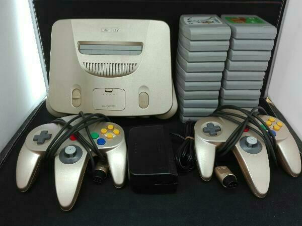 【本体起動確認済】ニンテンドー64 ゴールド　コントローラー2本+ソフト20本セット