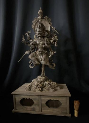 珍品 特大高86cm 井波彫刻 楠材製 時代彫刻 仏教工芸品 木彫仏像 仏師 