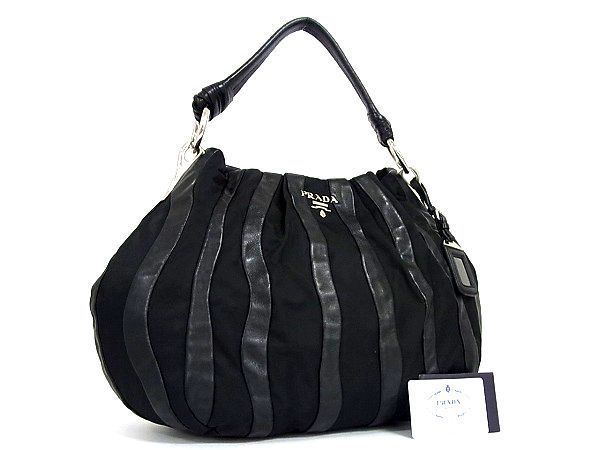 人気，格安 1円 PRADA プラダ BR4006 ナイロン&times;レザー シルバー金具 ボーダーライン ワンハンドル ハンドバッグ ブラック系 H7228UI(その他)｜売買されたオークション情報、yahooの商品情報をアーカイブ公 かばん、バッグ