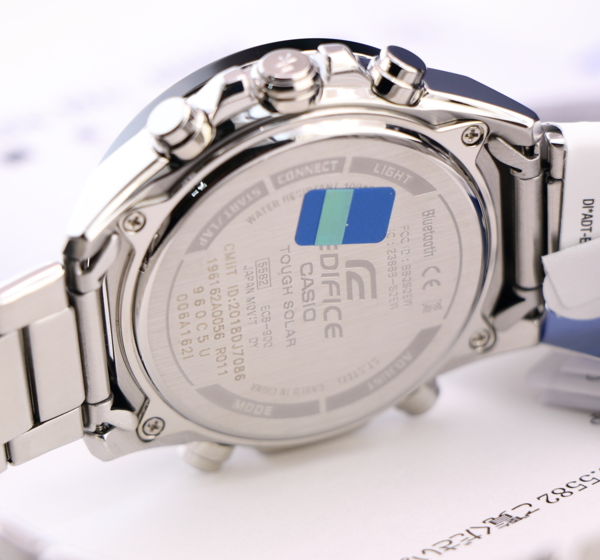 新品EDIFICE ！スマホ連動 タフソーラー Bluetooth　モバイルリンク機能　クロノグラフECB-900DB-1A(内箱-1）レーシングクロノグラフ_7