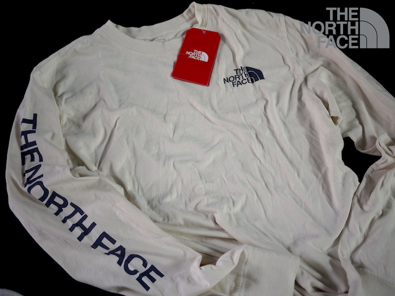 高品質，2026 1点のみ 海外限定 M/THE NORTH FACE L/S LOGO TEE ノースフェイス 袖プリント ハーフドーム Tシャツ / 長袖 ヴィンテージホワイト(長袖Tシャツ)｜売買されたオークション情報、yahooの商品情報をアーカ 男性用