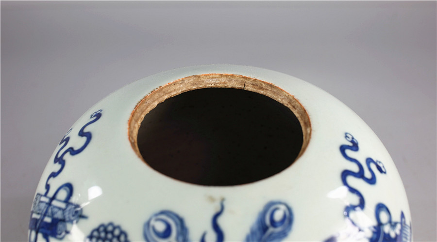C2673 唐物 清代 染付青花宝尽文 蓋付壷／合箱付 美品＾－＾！ ようこそ