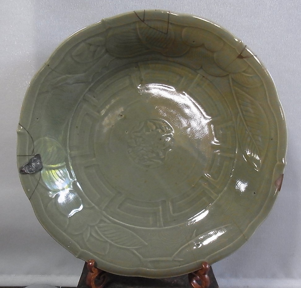 天龍寺青磁大皿／明代 00289 中国美術 唐物 古い青磁 大皿 ⁄龍泉窯天龍