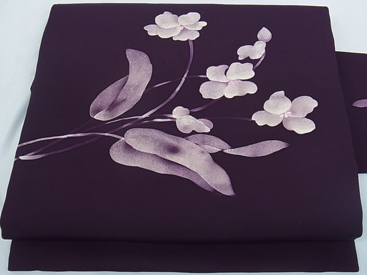 平和屋着物□塩瀬 九寸名古屋帯 ろうけつ染め 草花文 逸品 tg036 九寸