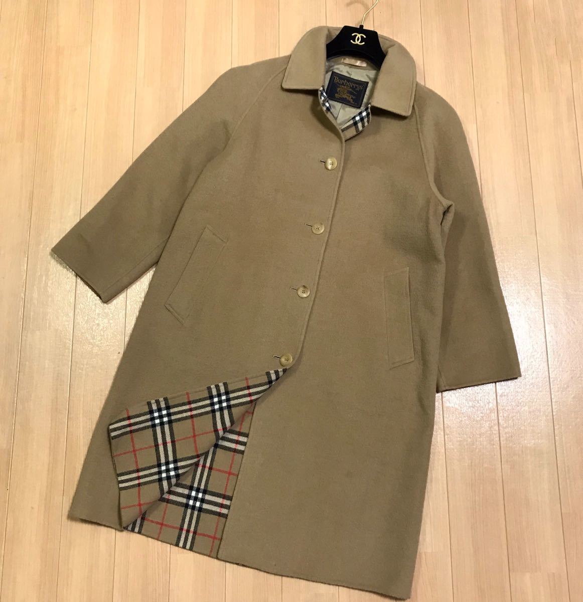 バーバリー ノバチェック ウールコート BURBERRY キャメル ベージュ BURBERRY バーバリー 裏地ノバチェック ダブルフェイス カシミヤ