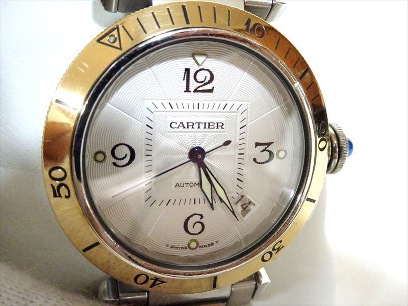 動作OK♪カルティエ パシャ 38㎜ コンビ メンズ腕時計 オートマ K18YG