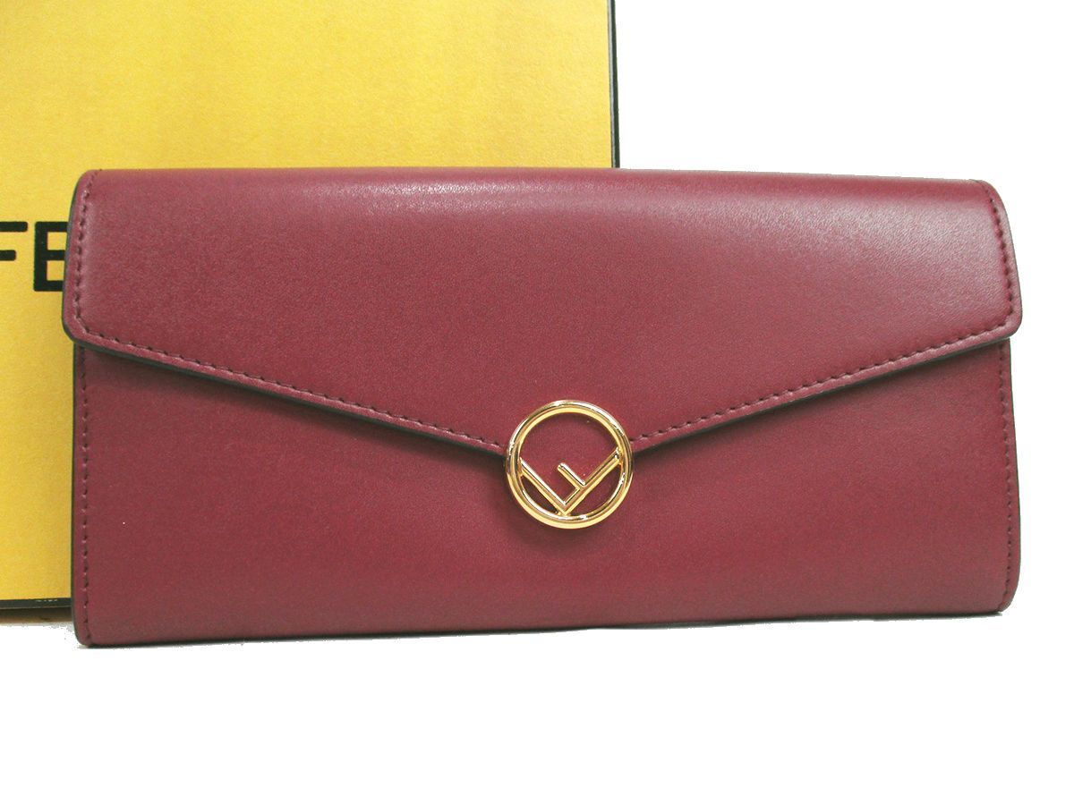 ★m1441 新品未使用!! フェンディ FENDI エフ イズ レザー コンチネンタルウォレット ニつ折長財布 ワインレッド レディース★ FENDI フェンディ ORIGAMI 蓮さんのスペシャルムービー公開！「フェンディ」100周年を記念し BEAUTY “バゲット“バッグは細