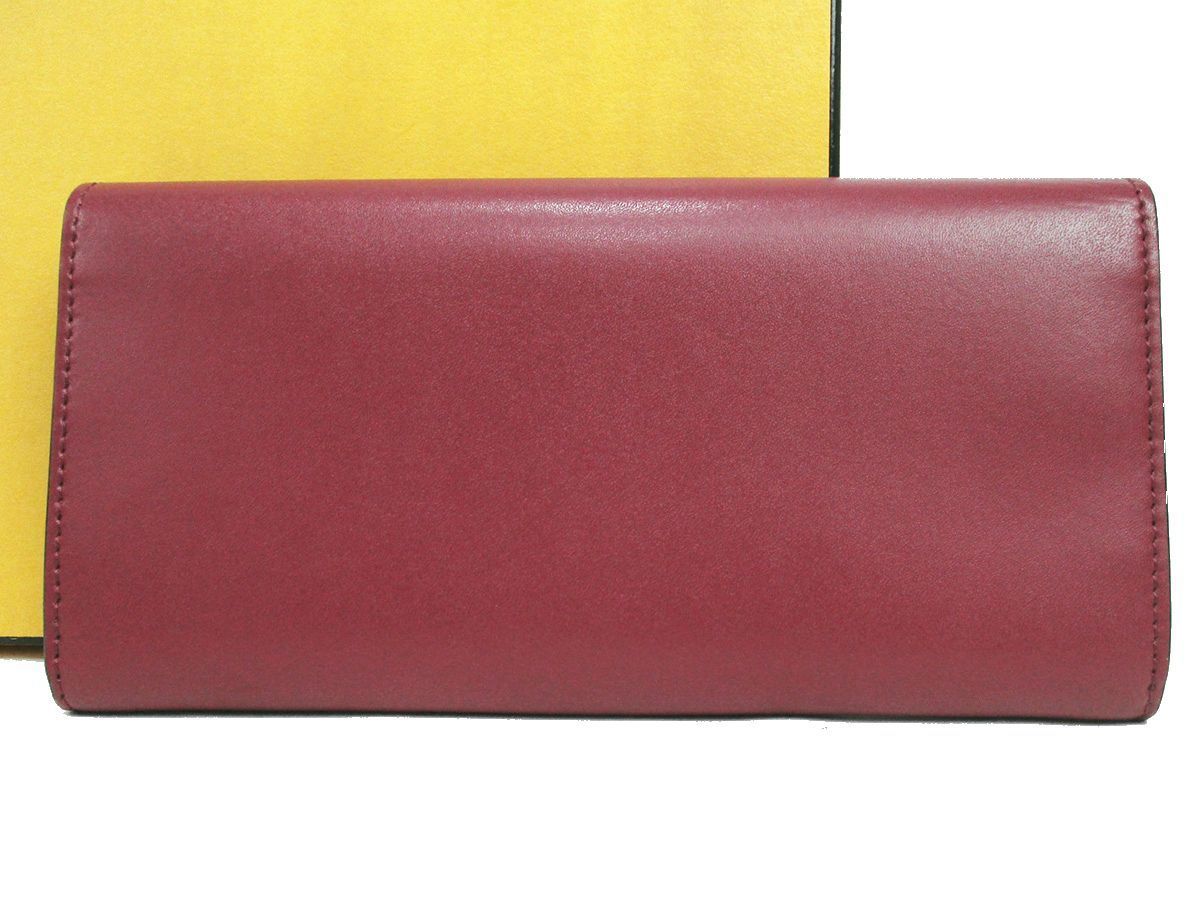 ★m1441 新品未使用!! フェンディ FENDI エフ イズ レザー コンチネンタルウォレット ニつ折長財布 ワインレッド レディース★ FENDI フェンディ ORIGAMI 蓮さんのスペシャルムービー公開！「フェンディ」100周年を記念し BEAUTY “バゲット“バッグは細