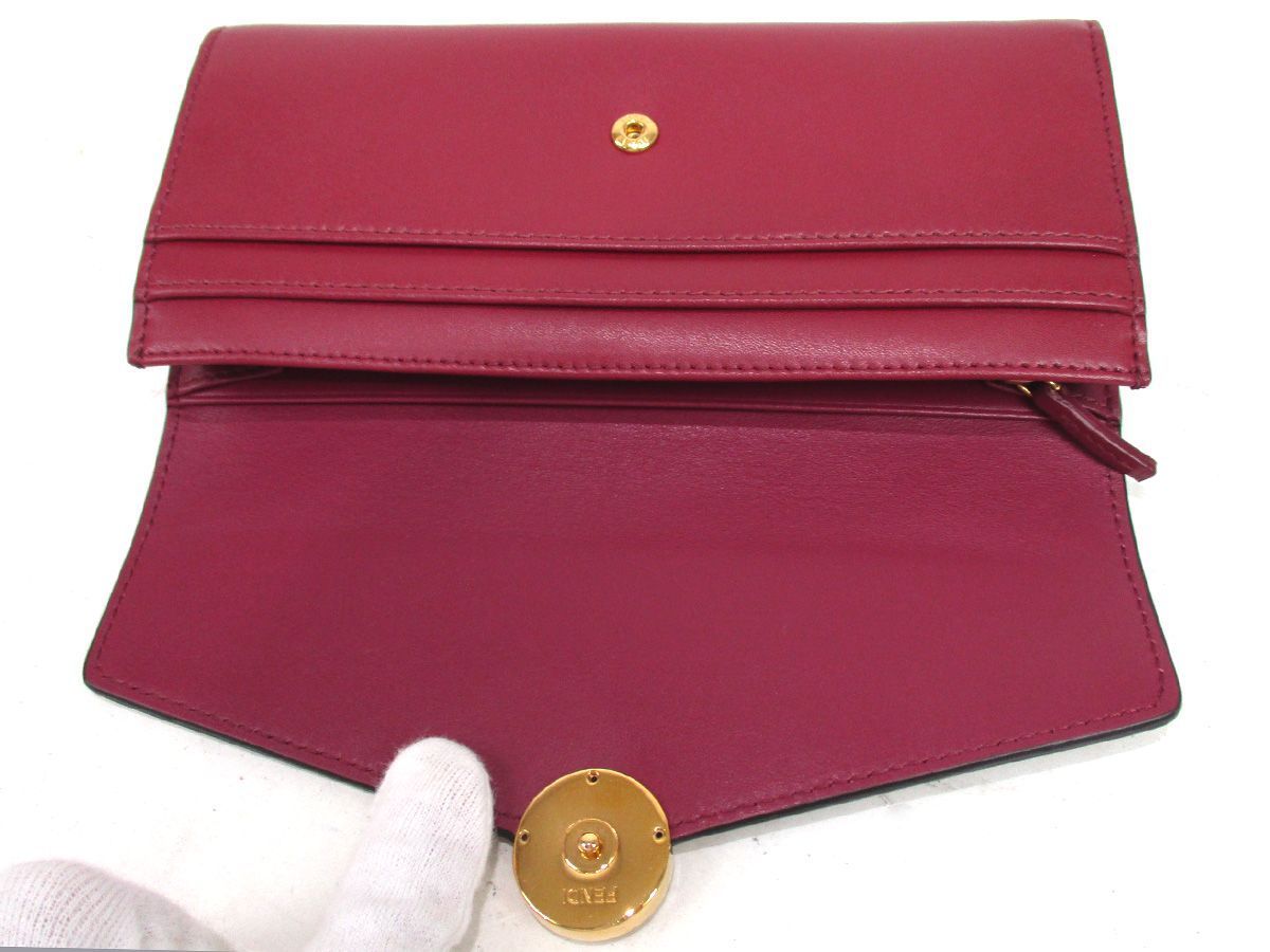 ★m1441 新品未使用!! フェンディ FENDI エフ イズ レザー コンチネンタルウォレット ニつ折長財布 ワインレッド レディース★ FENDI フェンディ ORIGAMI 蓮さんのスペシャルムービー公開！「フェンディ」100周年を記念し BEAUTY “バゲット“バッグは細