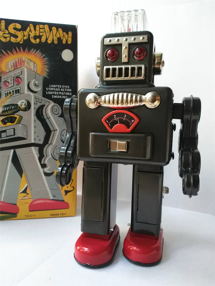 安い，人気セール ブリキ 復刻版 SMOKING SPACEMAN ブラック 完品 電動ロボット 珍しい 黒色 注意箱に打痕がある(ロボット)｜売買されたオークション情報、yahooの商品情報をアーカイブ公開 - オークファン ロボット