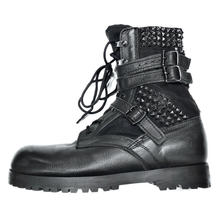 NUMBER NINE 【men1158I】 06SS ベルトスタッズコンバットブーツ 