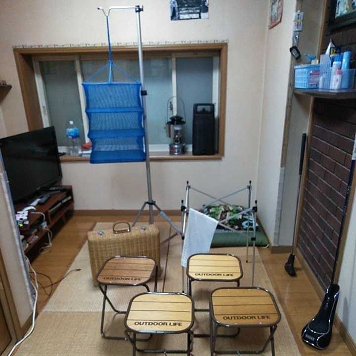 格安，定番人気 吊り下げアルミ棒 干しカゴ ダストスタンド バスケット ミニ椅子4個をセット(キャンプ、アウトドア用品)｜売買されたオークション情報、yahooの商品情報をアーカイブ公開 - オークファン その他