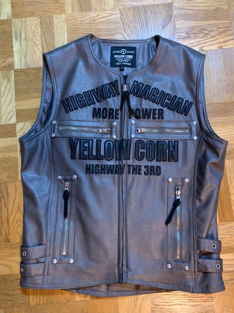 イエローコーン YELLOW CORN 希少レザーベストLサイズYELLOW 牛革