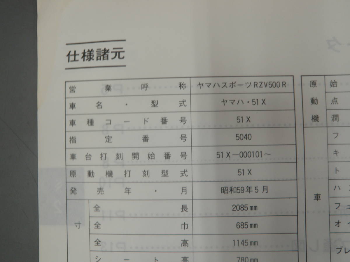 RZV500R V4 51X サービスマニュアル 商品ガイド 希少 B539 RZV500R