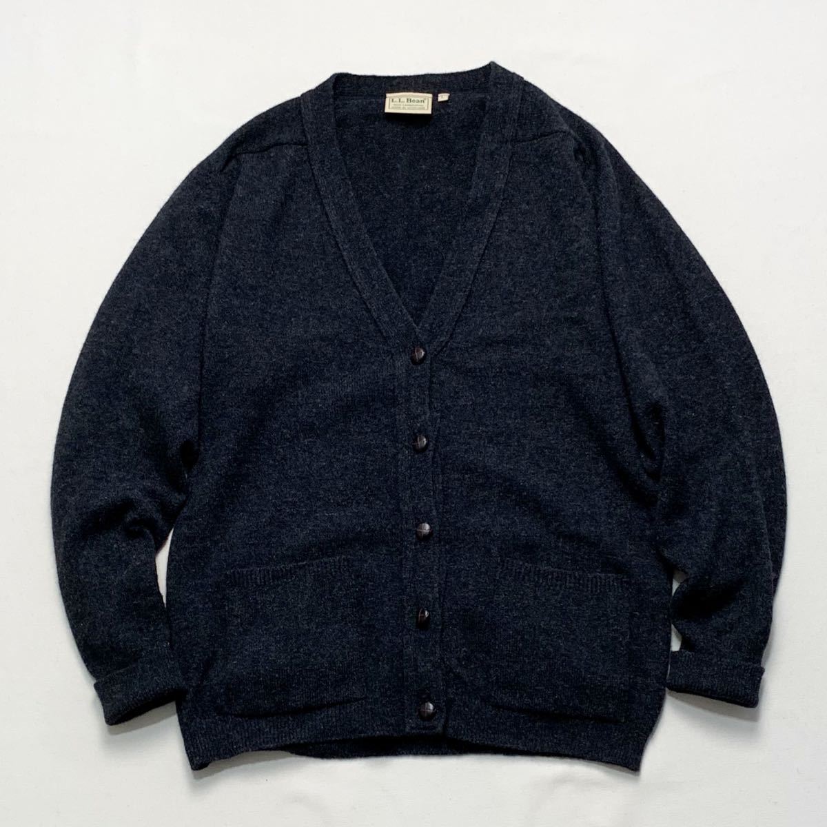 定番，品質保証 90's スコットランド製 L.L.Bean ニットカーディガン L チャコール ラムウール セーター ヴィンテージ オールド エルエルビーン(男性用)｜売買されたオークション情報、yahooの商品情報をア 男性用