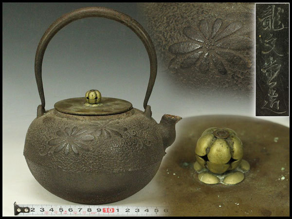鉄瓶 茶道具 急須 湯沸 造 亀文堂 鉄壺 日本亀文 KS7071 鯉