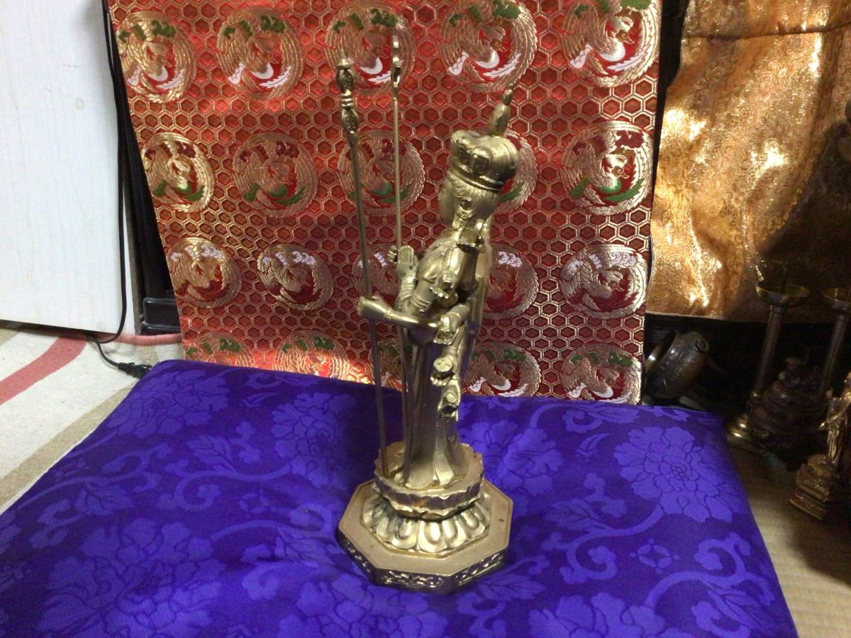 ☆ 希少 十一面観音 千手観音 銅製 八角台 仏具 仏像 骨董 