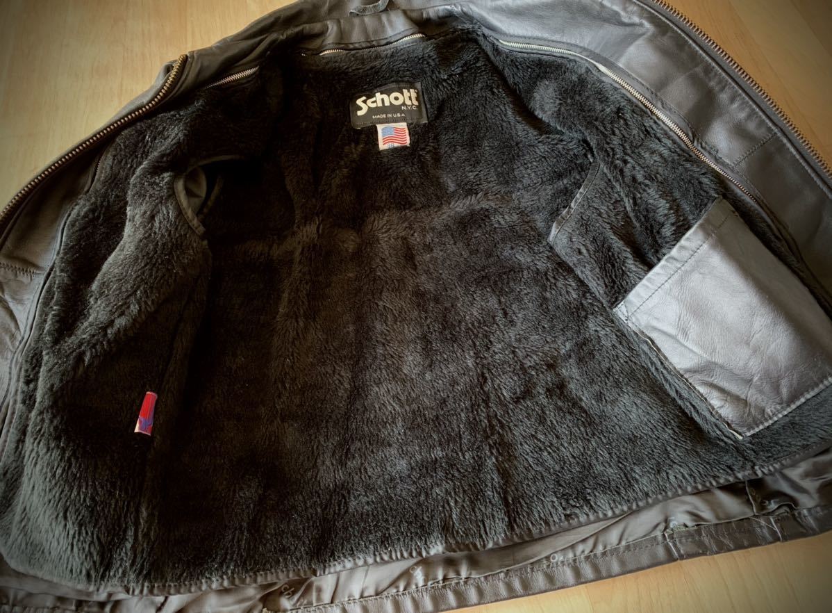 Schott 643 襟付きシングルライダース 38 ボアライナー付属 ショット