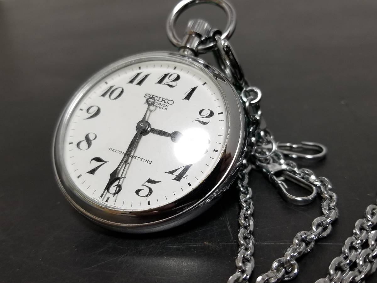 47】 SEIKO 懐中時計 手巻き 21石 PRECISION SECOND SETTING ◇OC-01 21石