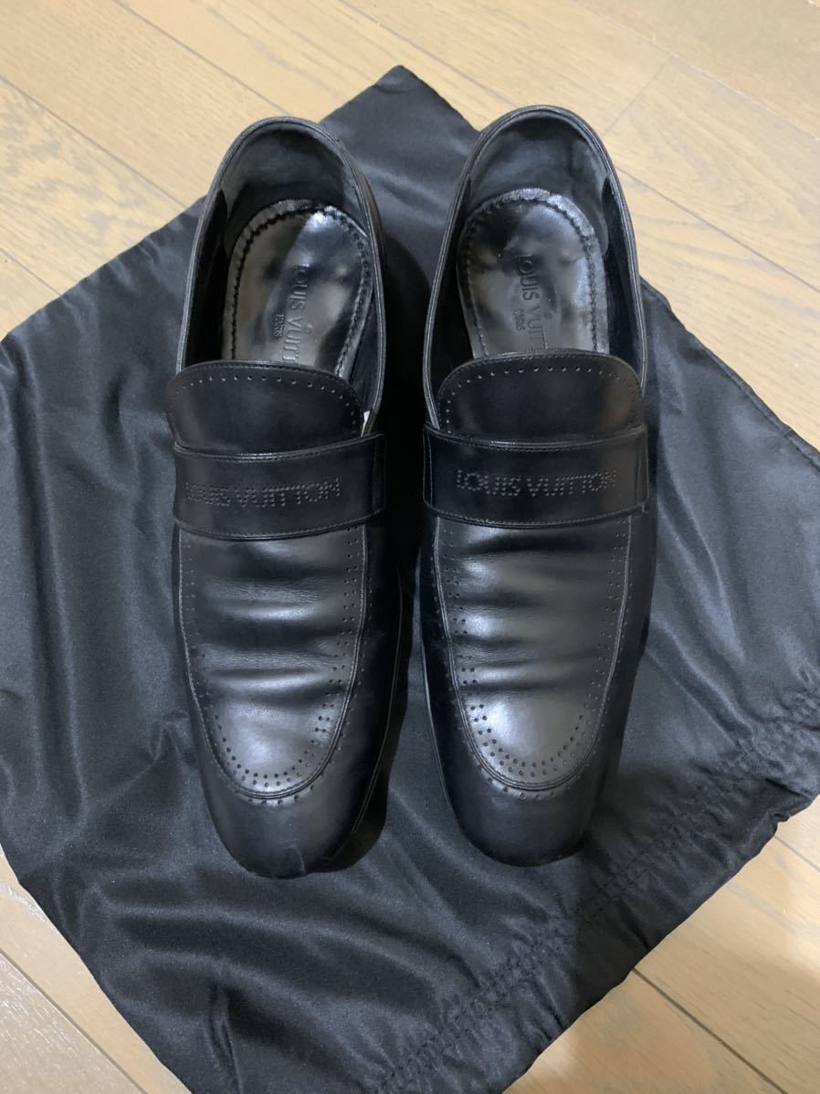 LOUIS ルイヴィトン メンズ VUITTON 靴 8M ローファー 黒 シューズ