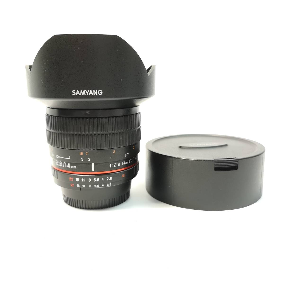 美品!! SAMYANG サムヤン 14mm F2.8 ED AS IF UMC Nikon Fマウント 用 MF 超広角 レンズ フード 付き ヱST4_2
