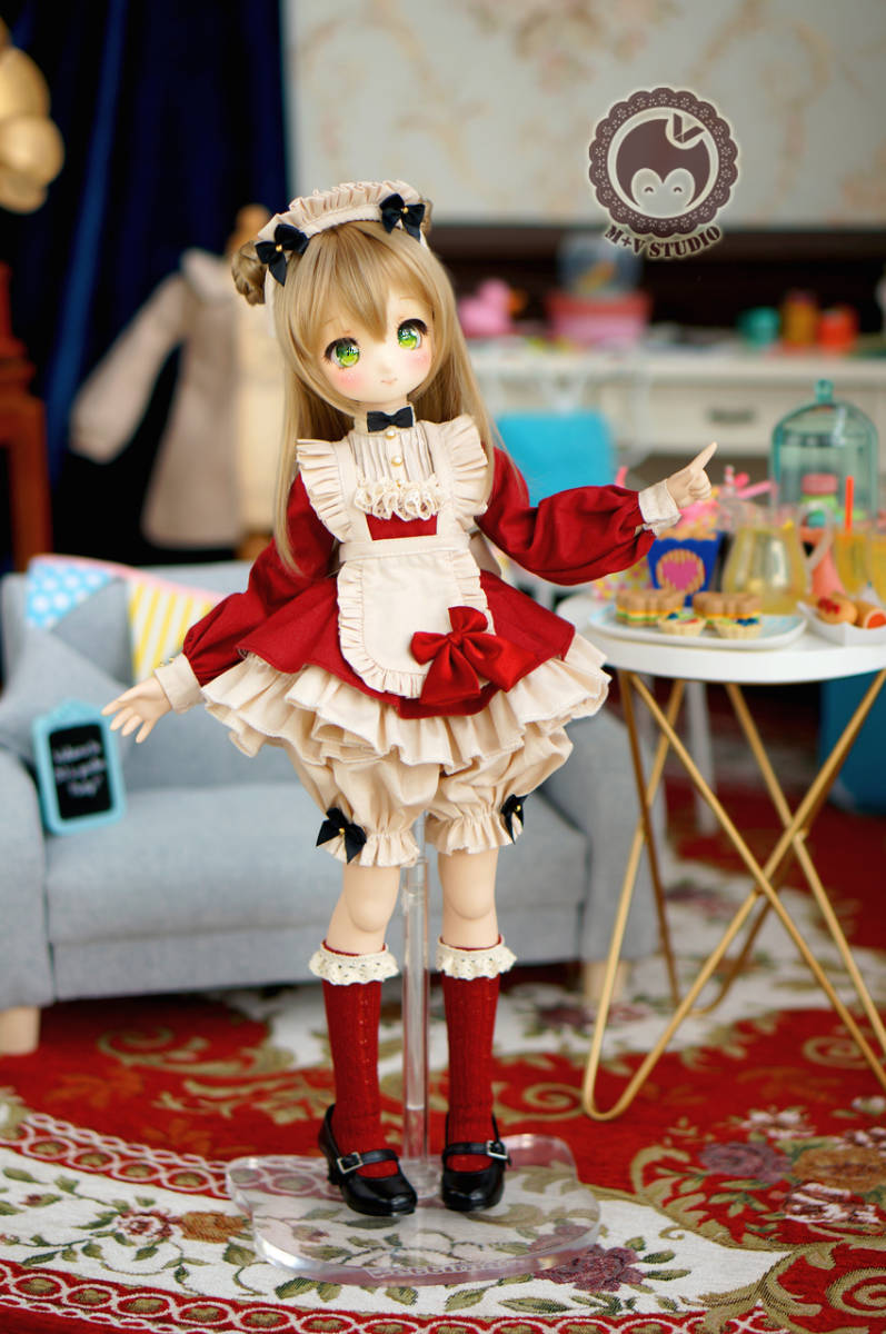 卸売 Mdd S M胸 可愛いリボンメイド服５点セット レッド その他 Hlt No