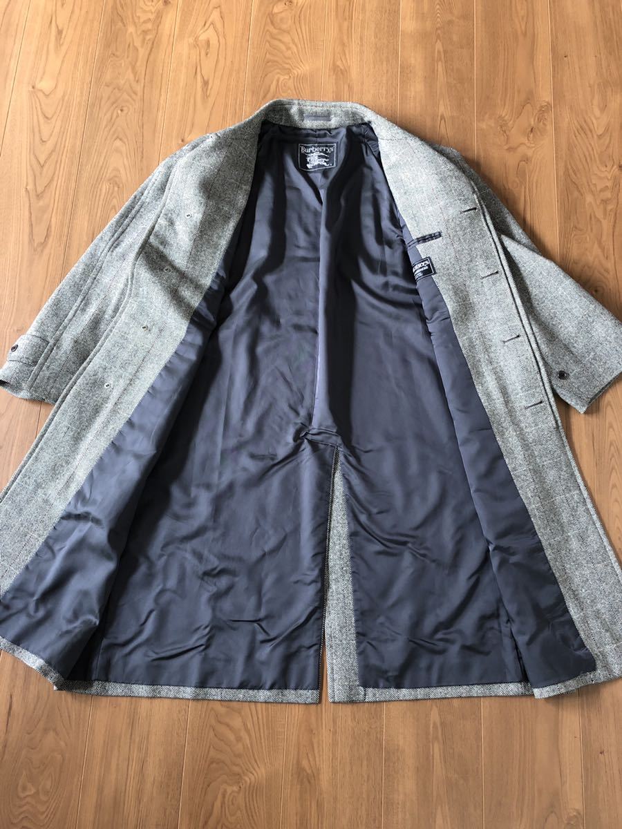 90s バーバリー カシミア50% ステンカラーコート チェック