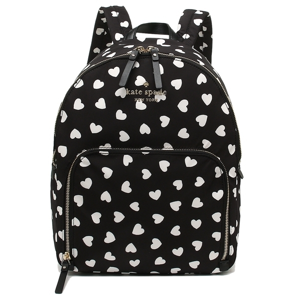 (F12170) 新品正規品 ケイトスペード kate spade PXRUA039 watson hearts hartley ナイロン ハート柄 バッグパック / リュック blk/cream