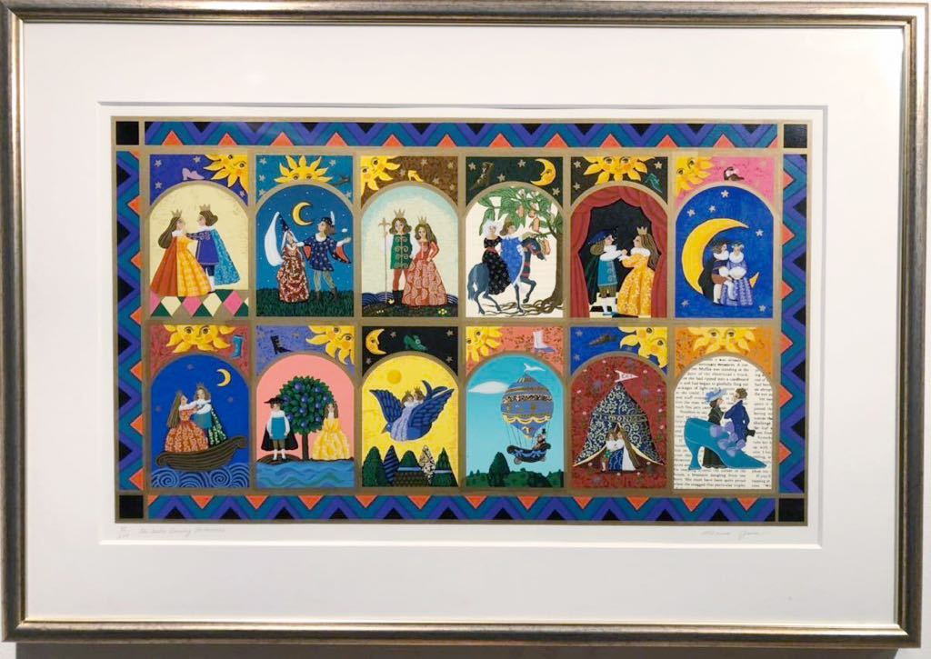 小澤摩純　踊る12人のお姫様　シルクスクリーン 小澤摩純 シルクスクリーン 「THE TWELVE DANCING PRINCESSES」 真作