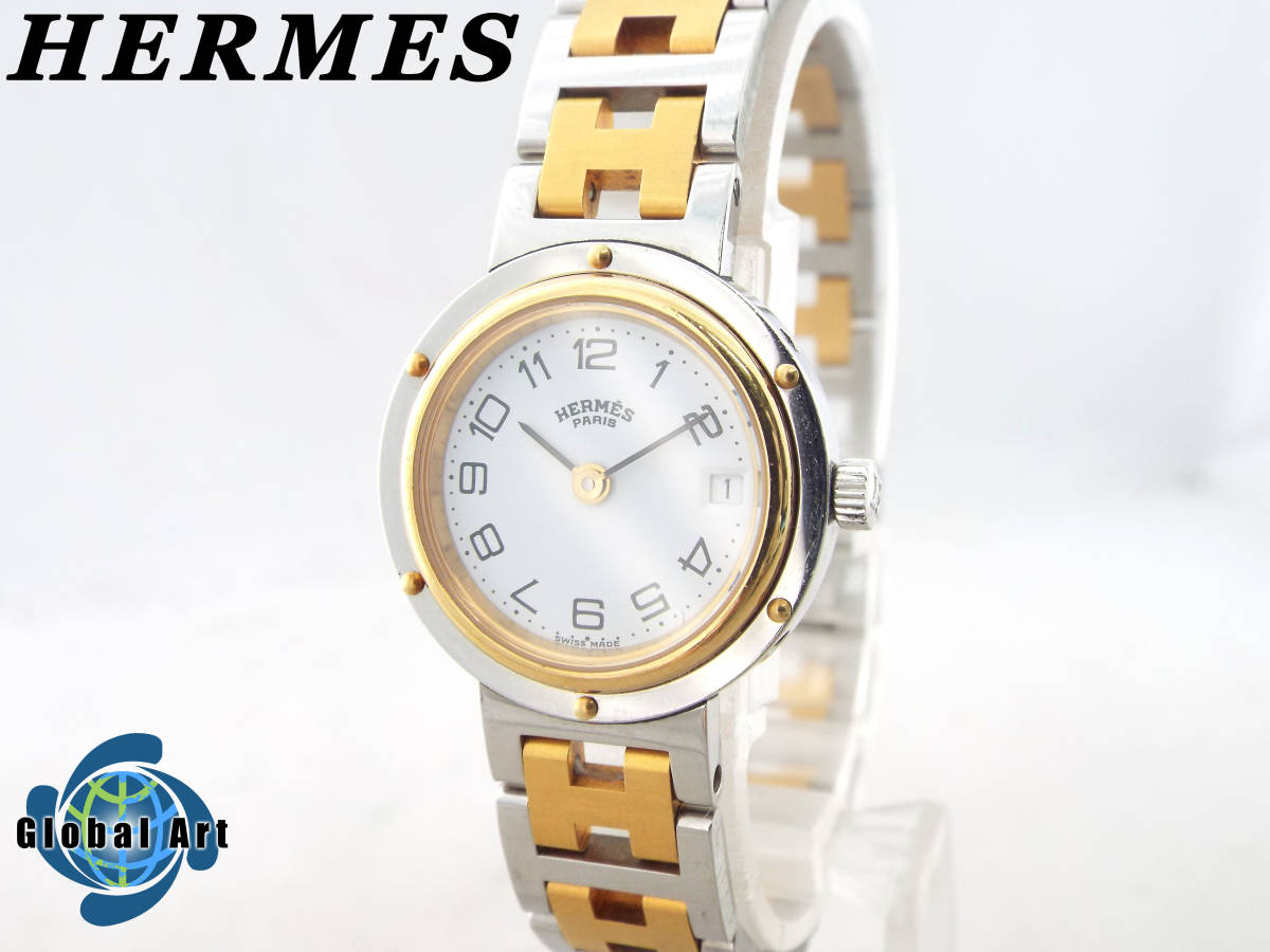 SALE，安い ム016/HERMES エルメス/クリッパー/クオーツ/腕時計/デイト/文字盤 ホワイト/Hロゴブレス/純正ベルト/スイス製(クリッパー)｜売買されたオークション情報、yahooの商品情報をアーカイブ公開 - オ クリッパー