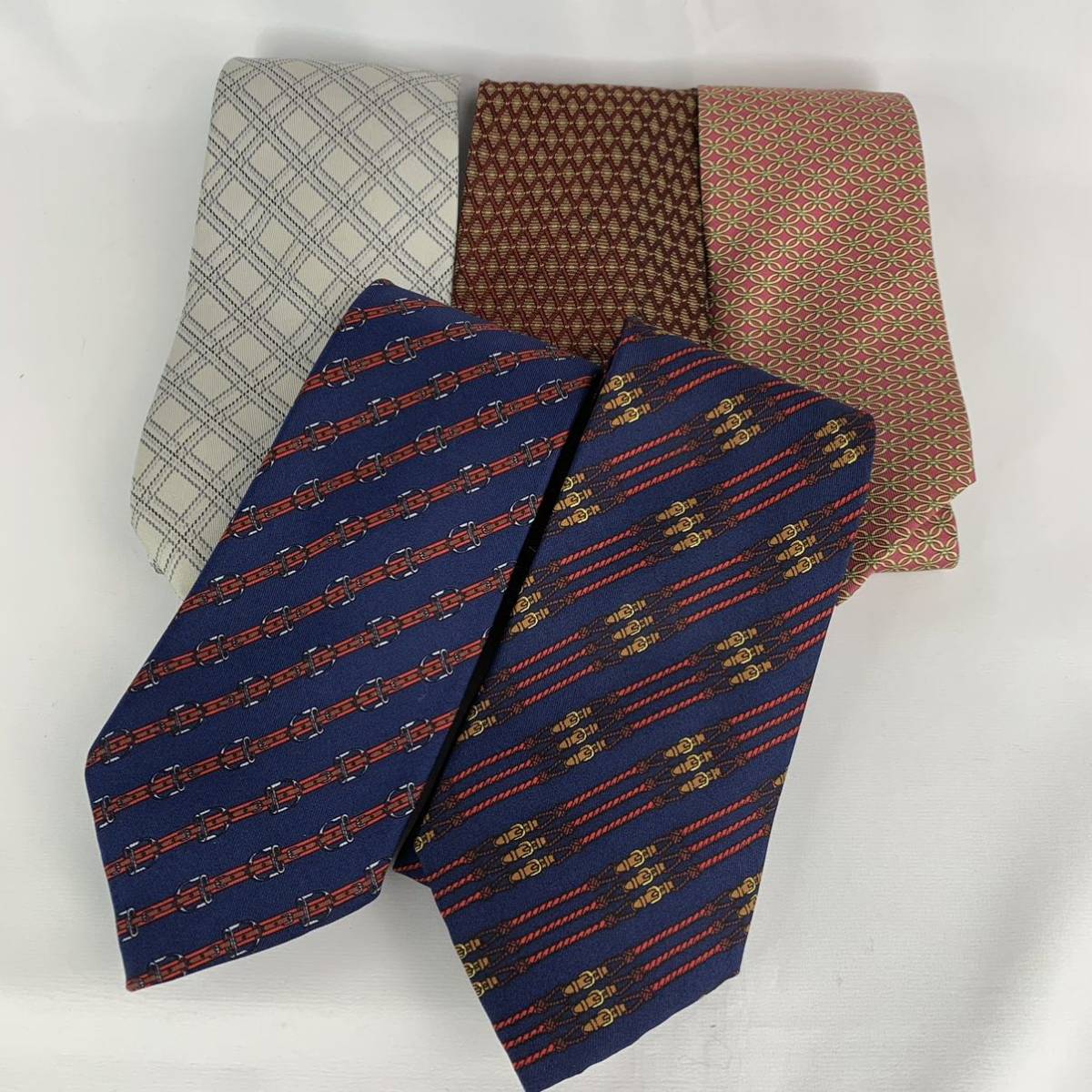 HERMES エルメス ネクタイ 5本セット 訳あり まとめ売り ☆1円スタート☆ブランドネクタイ5本まとめ売り HERMES エルメス