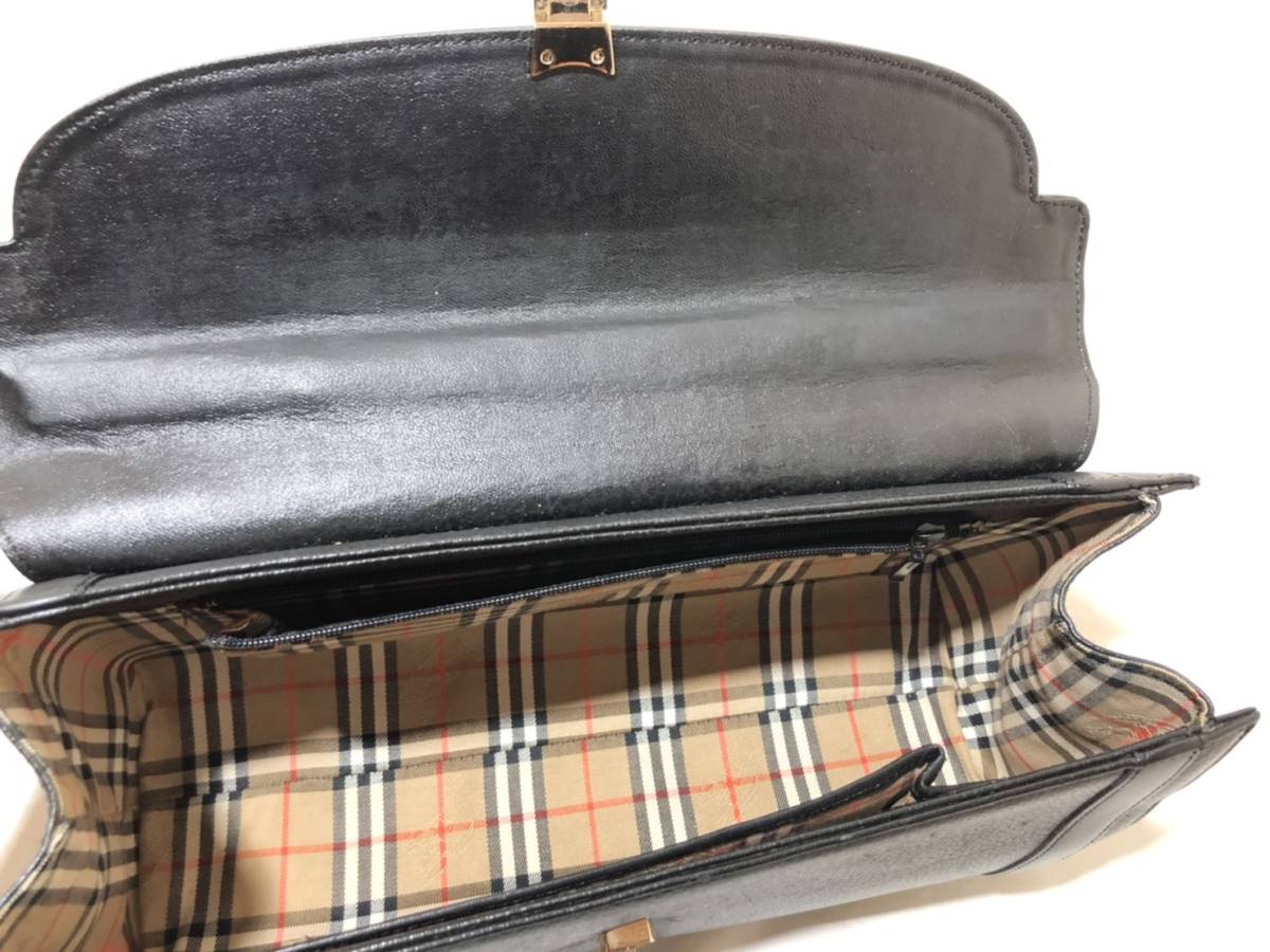 ハンドバッグ ブラック 黒 burberry(バーバリー) レザーの通販 レザー 