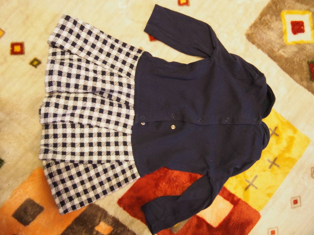 プチバトー 80ベビー18ｍ81ｃｍ 無地のトップス部分とヴィシーチェックコンビワンピース Petitbateau 女の子用 売買されたオークション情報 Yahooの商品情報をアーカイブ公開 オークファン Aucfan Com