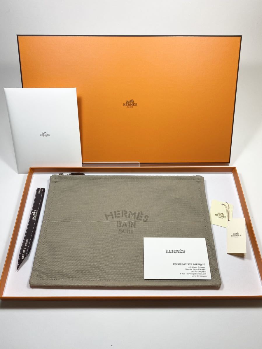 未使用】 HERMES エルメス フラット ポーチ ヨッティングGM コットン 
