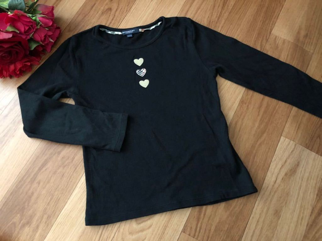 Burberry バーバリー 長袖 カットソー Tシャツ 130 黒 ハート ノバ  